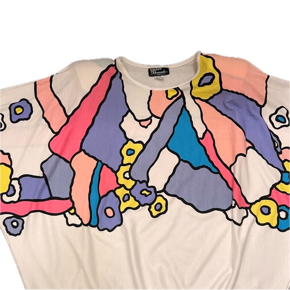 Vintage Abstract Geometric Shirt Oversized Colorful Peter Max vibes 2X 80s 90s - Picture 2 of 15